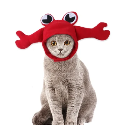ファッション冬ソフト暖かいペット猫犬帽子かわいいカニカエルペットヘッドギアペットアパレル製品